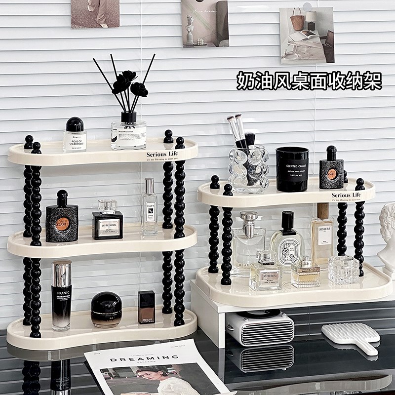 奶油风杯子收纳置物架轻奢高级感多层水杯架家用咖啡杯茶具展示架