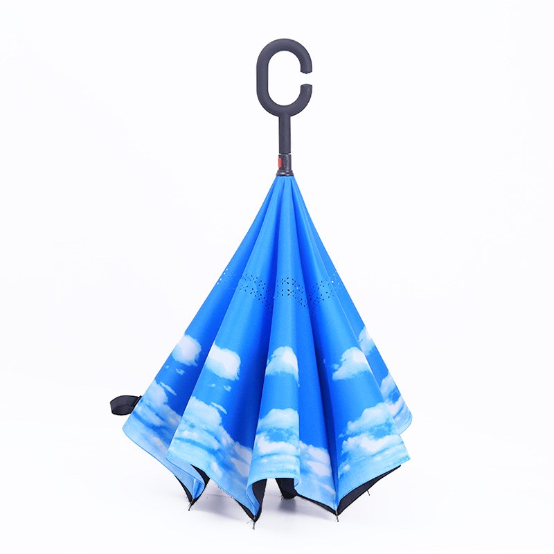 免持式创意站立伞男士商务反向伞汽车长柄伞 加印logo雨伞广告伞