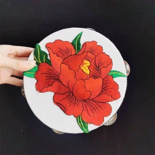 石榴花开舞蹈道具绣花鼓演出儿童成人表演舞台手拿石榴红了铃鼓双