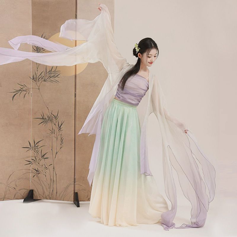 古典舞表演服仙气飘逸渐变大摆裙
