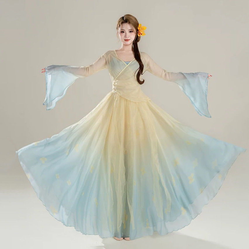 新款古典舞蹈服超仙气渐变纱衣