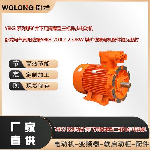 卧龙电气南阳防爆YBK3-200L2-2 37KW 煤矿防爆电机配件轴瓦密封