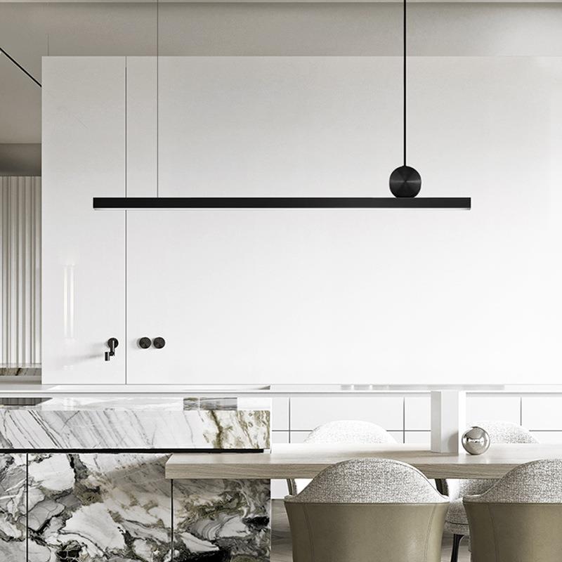 意式极简 餐厅吊灯天然大理石北欧吧台设计师现代简约全铜长条灯