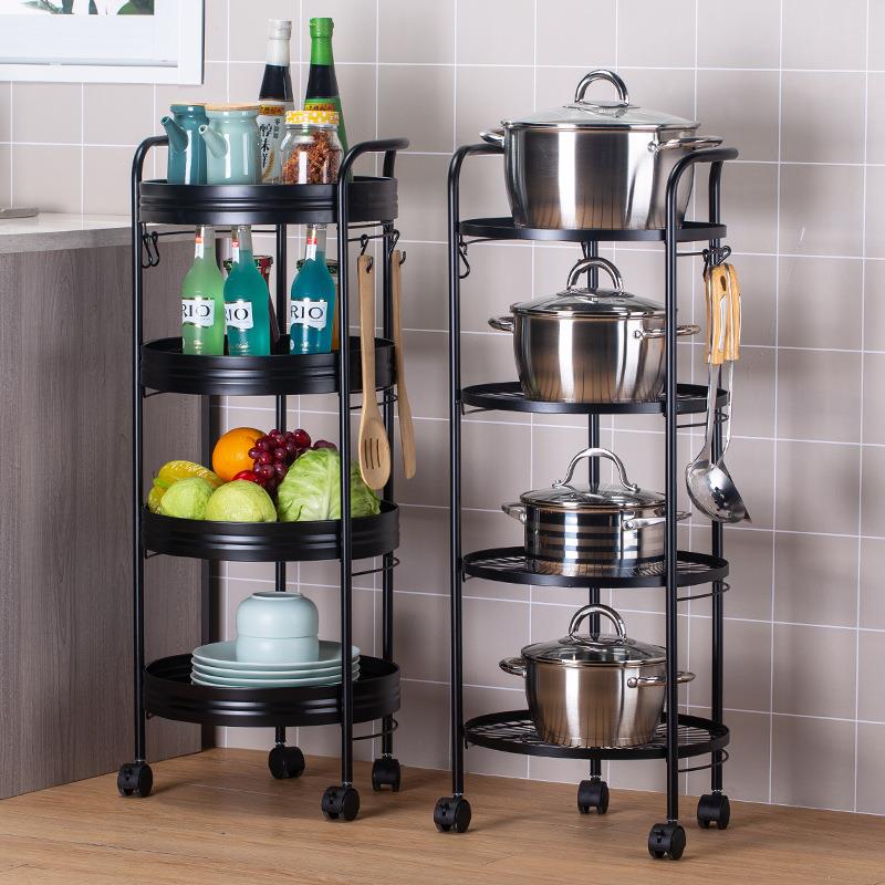厂家厨房置物架落地收纳厨房带扶手锅架创意多层锅具架
