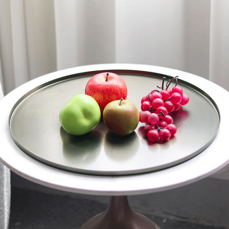 现代极简几何圆形托盘摆件样板房酒店售楼处果盘桌面收纳盘装饰品
