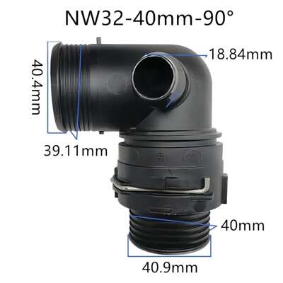 NW32大尺寸弯头公母冷却暖风水管废气管内径约38mm 塑料黑色接头