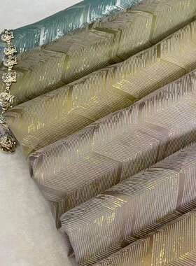 源头工厂金丝提花窗帘布高经密轻奢抱枕沙发垫面料水波纹服装面料