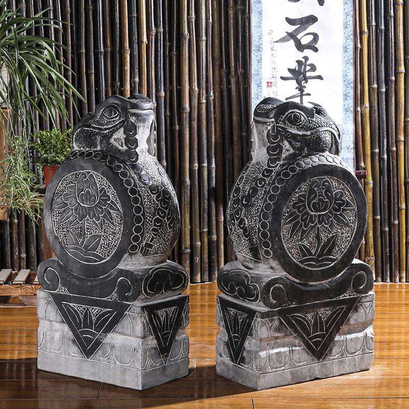 石雕门墩金蝉青石抱鼓石仿古青石做旧石狮子麒麟门档门口庭院天然