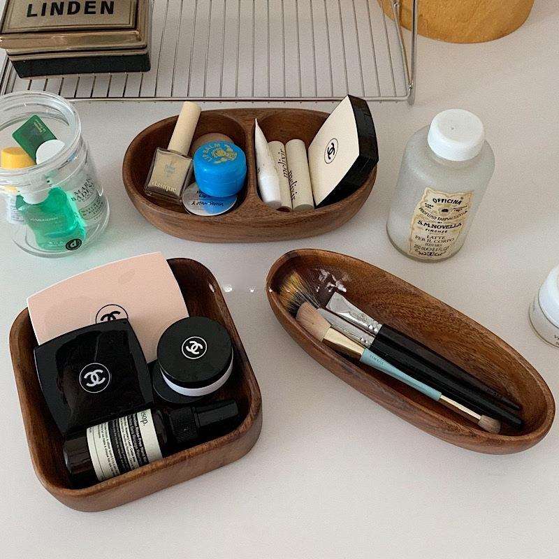 碗发圈杂物好市民实木书桌首饰船型胡桃木桌面收纳浴室收纳盒大发