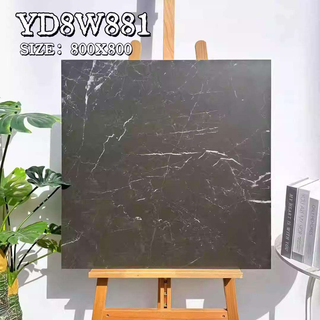 深色咖啡色大理石瓷砖仿古砖800X800中古风客厅餐厅地砖哑光防滑