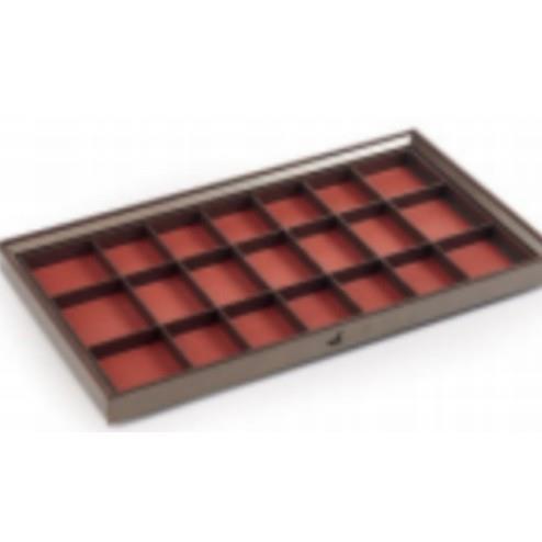 摩卡啡+红棕色皮革分类盒铝合金+ABS+皮革盒+高端隐藏阻尼滑轨