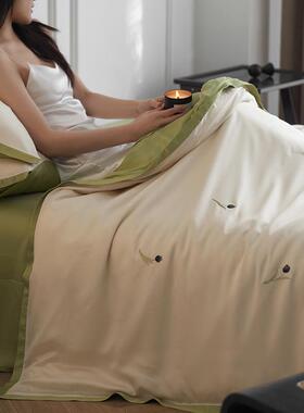 100支LF兰精天丝绣花四件套夏季凉感丝滑裸睡床单被套1.8床笠