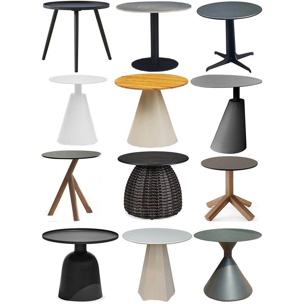 铝合金茶几边几沙发小圆几岩板柚木角几简约现代圆形铁艺茶几