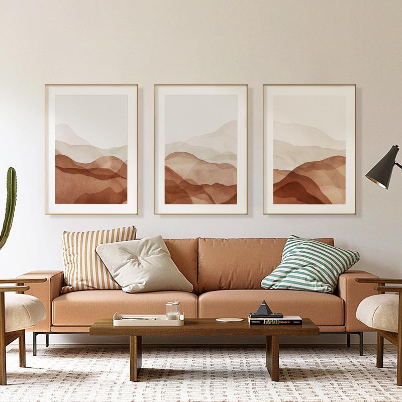 秋初 现代简约风格客厅装饰画清新渐变水墨沙发壁画酒店民宿挂画