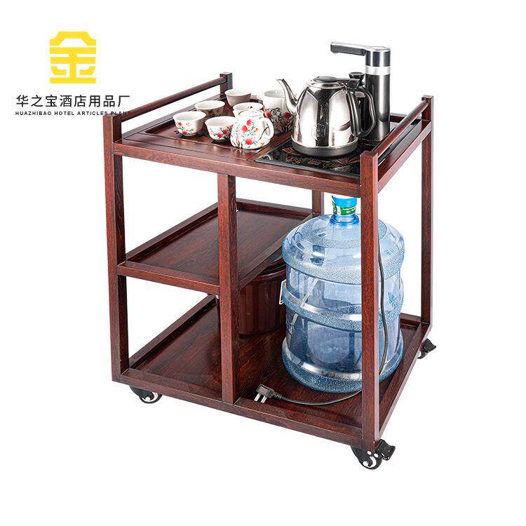 酒楼酒水车茶水车移动泡茶车不锈钢服务车煮茶车家用餐厅小型茶桌