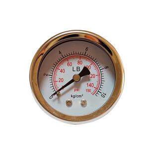 供应不锈钢压力表无油304轴向带平夹半钢横装YB50ZU 10kg 150psi