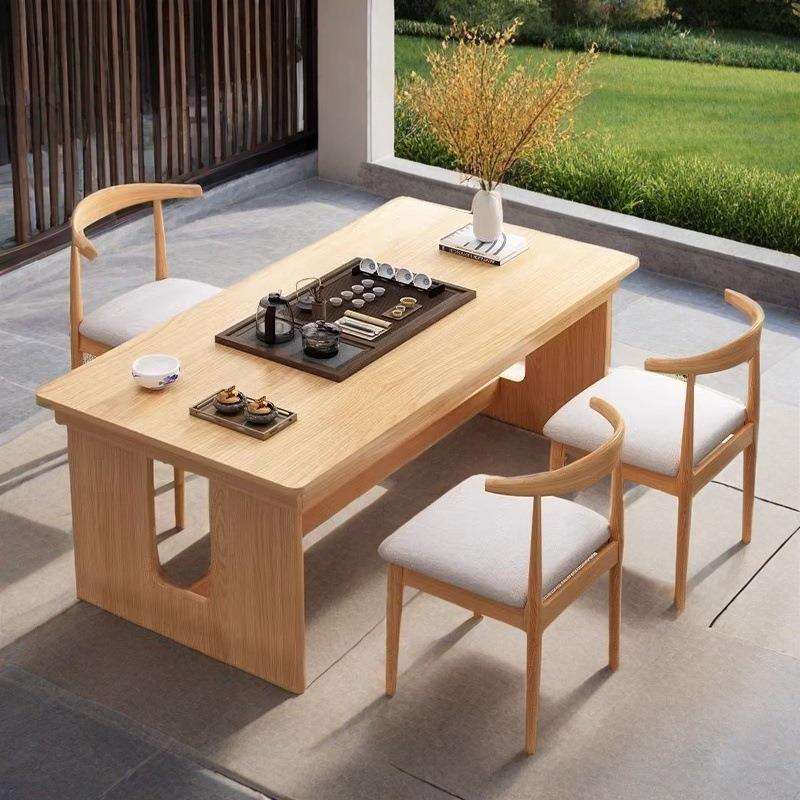 茶桌小户型家用长方形大板桌现代简约办公茶几桌子阳台洽谈泡茶台