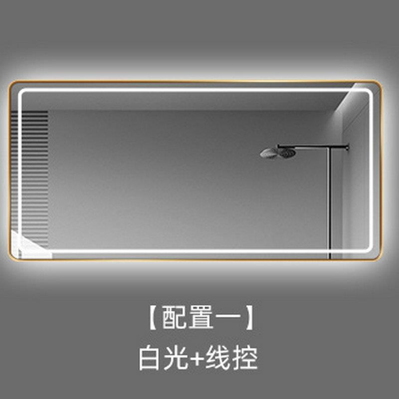 智能卫生间镜子带边框现代LED灯一键除雾挂墙感应浴室镜子触摸屏