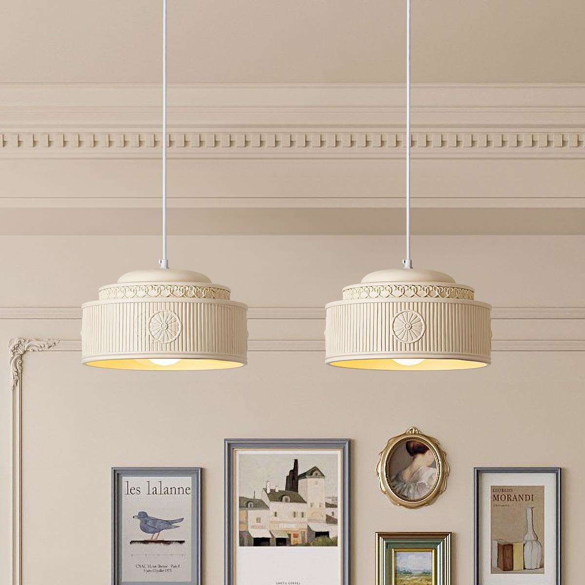 法式奶油风吊灯北欧餐厅灯吧台岛台灯床头卧室房间灯雕刻艺术灯