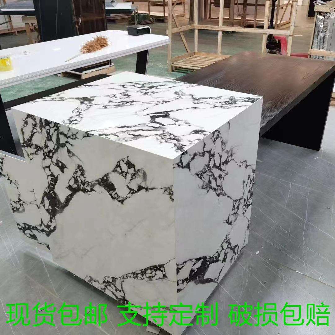 宝阁丽棕岩板岛台餐桌一体可伸缩带电磁炉消毒柜家用导台茶桌