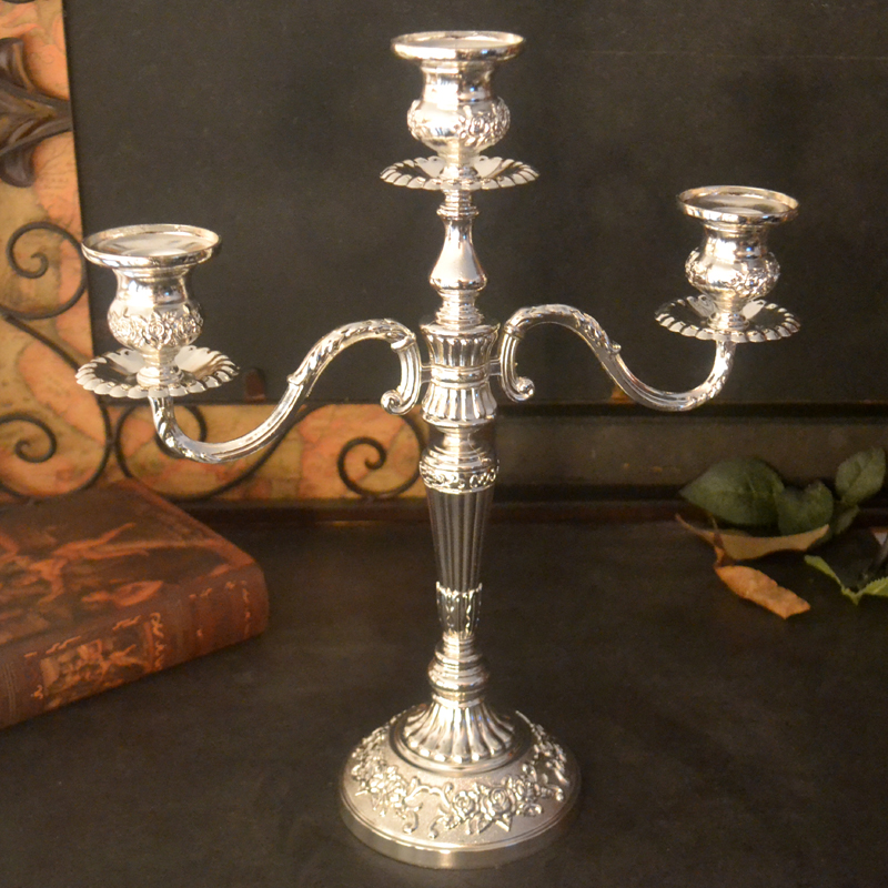 欧式复古仿青铜三头浪漫家居装饰摆件烛光晚M餐生日宴会专用蜡烛