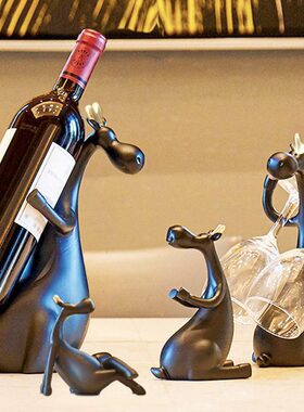 子创意红酒架摆件酒瓶礼物酒托装饰倒挂高脚鹿北欧置物家用酒杯架