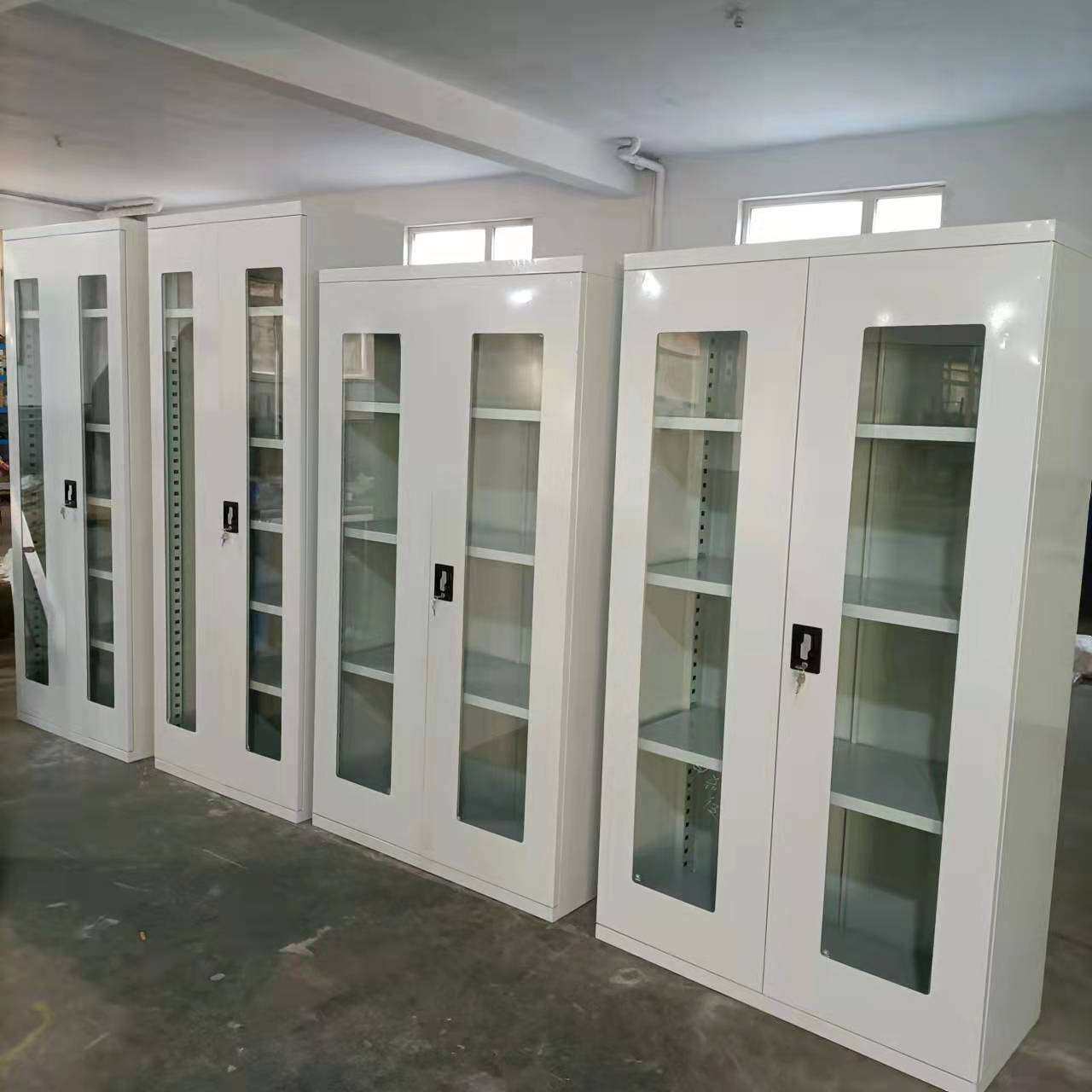 实验室玻璃门仪器柜冷轧钢重型展示柜双开门多层工具柜重型储物柜