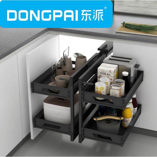 东派-星米动静分隔转角篮厨房全铝拉篮全铝转角拉篮全拉出转角篮,家装主材,拉篮,淘宝优惠券,粉丝福利购,淘宝优惠卷