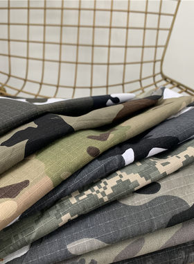 全棉纯棉布 细格迷彩面料休闲服面料 风衣工装裤服装布料暗格子