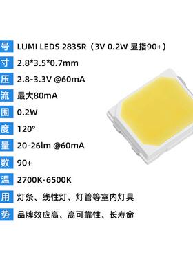 亮锐2835R系列 3V 0.2W Ra90普通亮度20-24LM