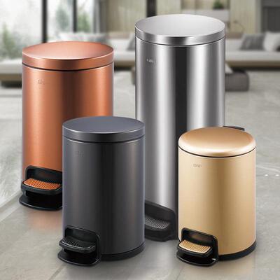 南方圆形全钢脚踏桶立盖脚踏垃圾筒静音盖子大容量3L-30L