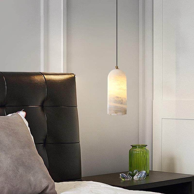 设计师云石单头卧室床头小吊灯网红现代新中式玄关阳台吧台长线灯