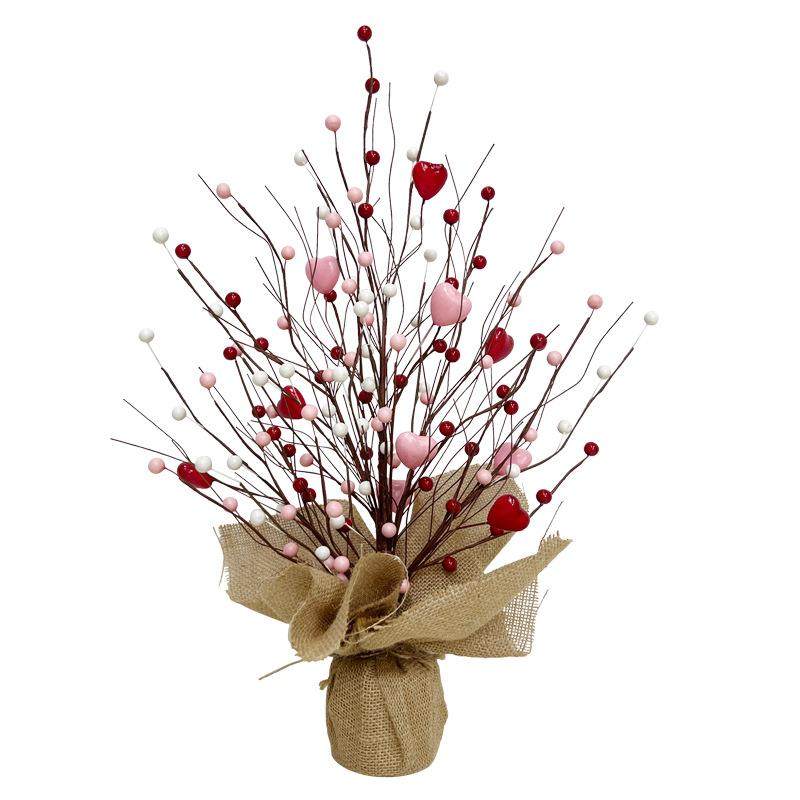 亚马逊爆款情人节装饰品仿真爱心浆果树母亲节家居桌面装饰品摆件