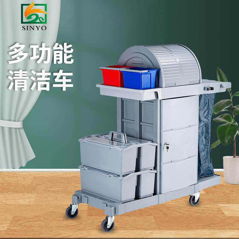 酒店双边布草车宾馆工作客房多功能手推保洁清洁车布袋卫生服务车