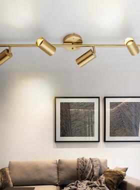 北欧明装射灯客厅吸顶式餐厅吧台金色COB轨道灯LED创意轨道射灯