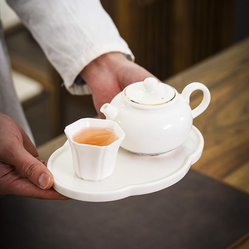 羊脂玉陶瓷壶承托盘德化白瓷泡茶壶垫茶壶干泡台茶壶泡茶底座