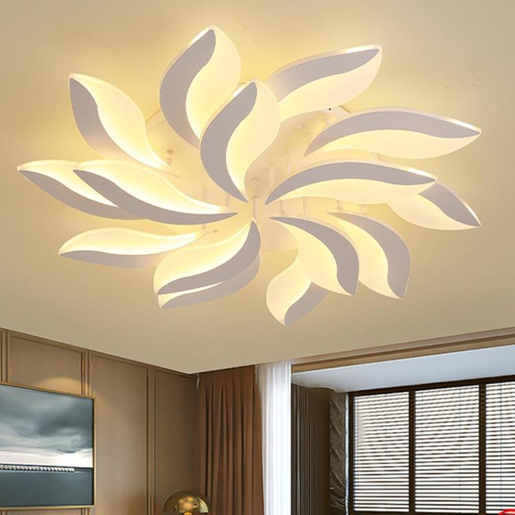 后现代个性Led客厅灯时尚简约吸顶灯树叶大厅主卧室无极调光灯具