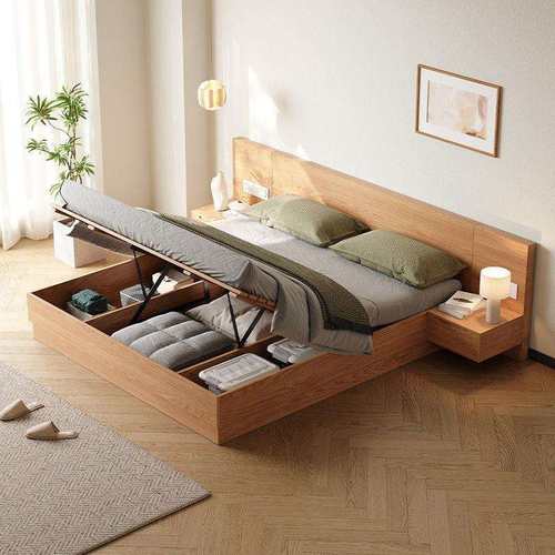 实木橡木床高箱储物床主卧1米5简约现代家用卧室1米8双人床