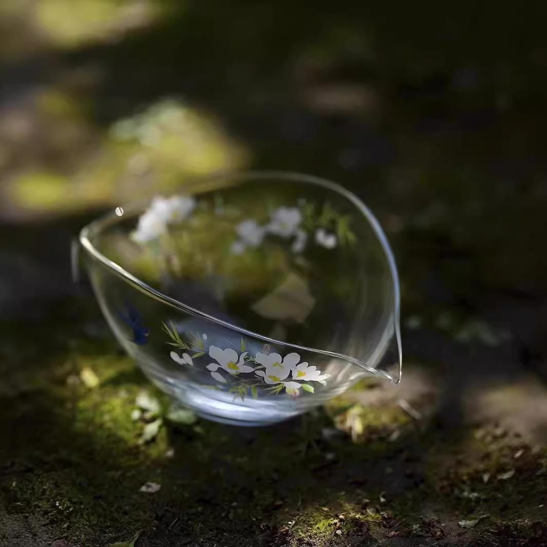 玻璃月牙公道杯茶漏一体绿茶专用茶具过滤泡茶公杯滤网功夫分茶器