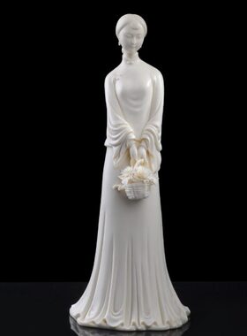 明品女清白瓷德悠然办公室装饰收藏古典仕人物摆件化美女客厅陶瓷