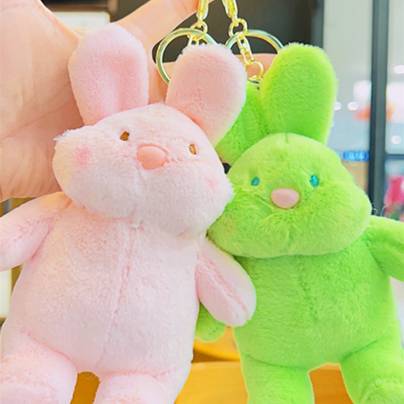 新毛绒懒兔网红i夫妇书包挂件钥匙链卡通娃娃汽车钥匙链挂件