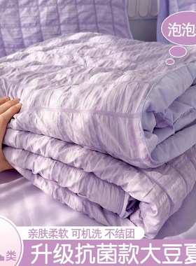 夏季温柔紫色泡泡纱n夏凉被四件套水洗棉全棉a类薄被可机洗空调被