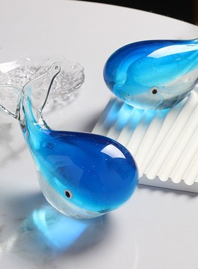琉璃夜光鲸e鱼桌面摆件海洋动物艺术家居装饰工艺品送朋友生日礼