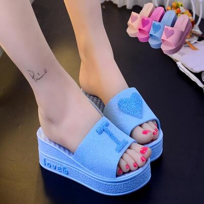 韩式可爱防滑拖鞋女秋s塑料家用软底托鞋坡跟厚底U室内鞋浴室凉拖