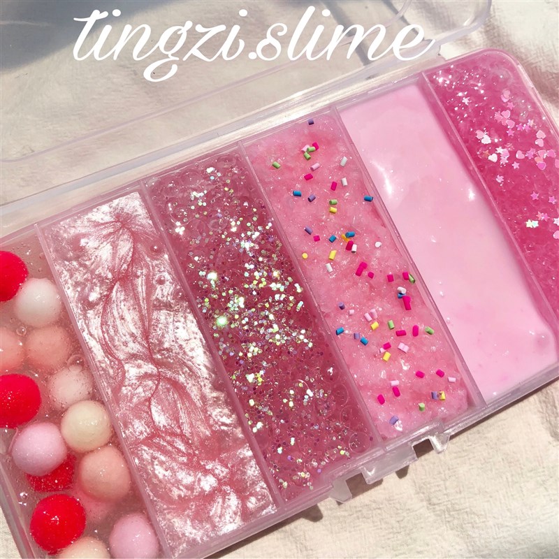 蓝色海洋系多拼六格史莱姆少w女心套盒烧仙草slime黄油泥透泰礼物