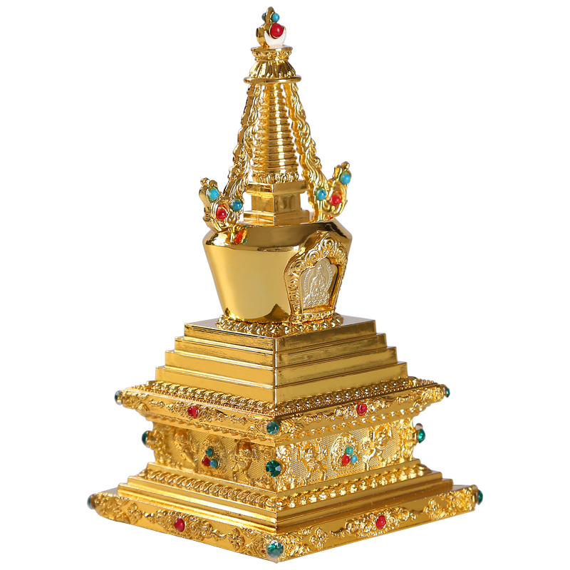 佛具用品密宗菩提塔舍利塔佛塔家用供奉摆件L如来八塔大号金色21c