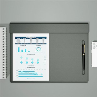 黑色A3皮革写字板办公桌笔槽垫文件夹签约J垫商务前台定制尺寸log