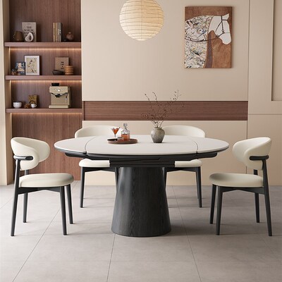 2025新款岩板餐桌椅组合家用现代简F约客厅可伸缩折叠小户型饭桌