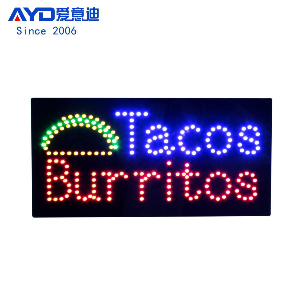 厂家货源LED广告灯牌墨西哥卷饼广告招牌 LED OPEN SIGN 欢迎标识