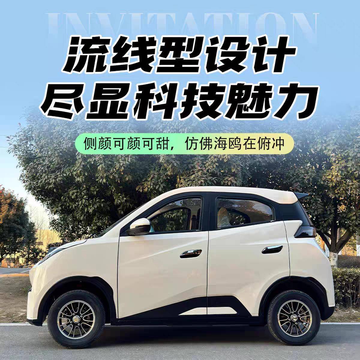 新款电动车四轮代步车家用女士小型全封闭成人接送孩子新能源汽车